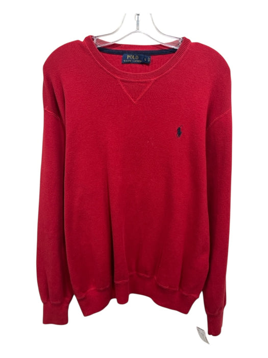 Polo Size L Red Cotton Solid Crew Men's Sweater Red / L