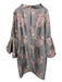 Badgley Mischka Size 16 Grey & Pink Polyester Long Sleeve Floral Dress Grey & Pink / 16