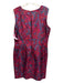 Carmen Marc Valvo Size 16 Maroon, Navy & Multi Polyester & Rayon Back Zip Dress Maroon, Navy & Multi / 16