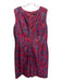Carmen Marc Valvo Size 16 Maroon, Navy & Multi Polyester & Rayon Back Zip Dress Maroon, Navy & Multi / 16