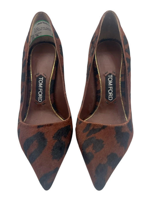 Tom Ford Shoe Size 38 Brown, Black & Gold Pony Hair Suede Leopard Print Pumps Brown, Black & Gold / 38