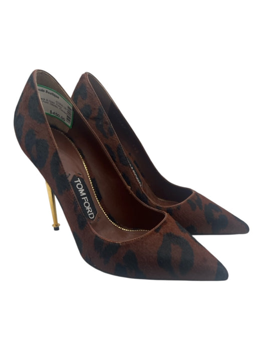 Tom Ford Shoe Size 38 Brown, Black & Gold Pony Hair Suede Leopard Print Pumps Brown, Black & Gold / 38
