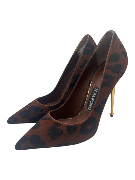 Tom Ford Shoe Size 38 Brown, Black & Gold Pony Hair Suede Leopard Print Pumps Brown, Black & Gold / 38