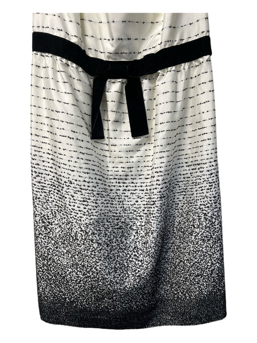 Kate Spade Size 12 Cream & Black Acetate Sleeveless Textured Velvet Ribbon Dress Cream & Black / 12