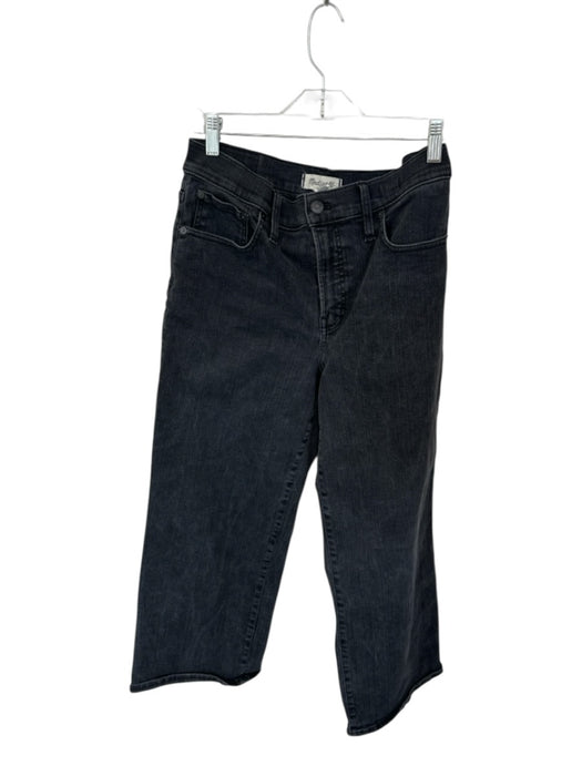 Madewell Size 30P Black Cotton Blend High Waist Wide Leg Jeans Black / 30P