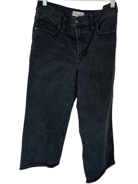 Madewell Size 30P Black Cotton Blend High Waist Wide Leg Jeans Black / 30P