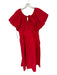 J. Crew Size 12 Red Organic Cotton Short Balloon Sleeve Back Zip V Neck Dress Red / 12