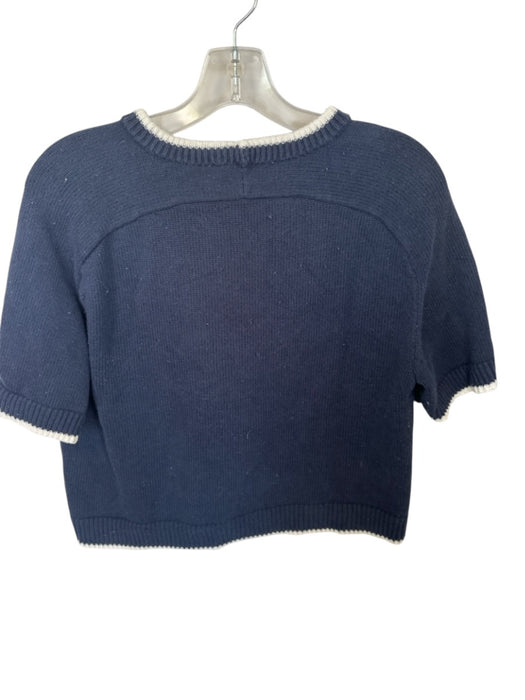 Abercrombie & Fitch Size M Navy & white Cotton Blend Stitch Detail Sweater Navy & white / M