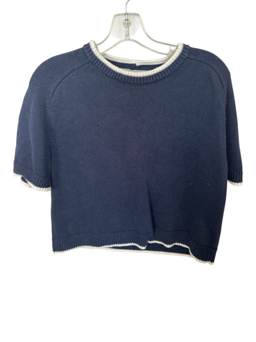 Abercrombie & Fitch Size M Navy & white Cotton Blend Stitch Detail Sweater Navy & white / M