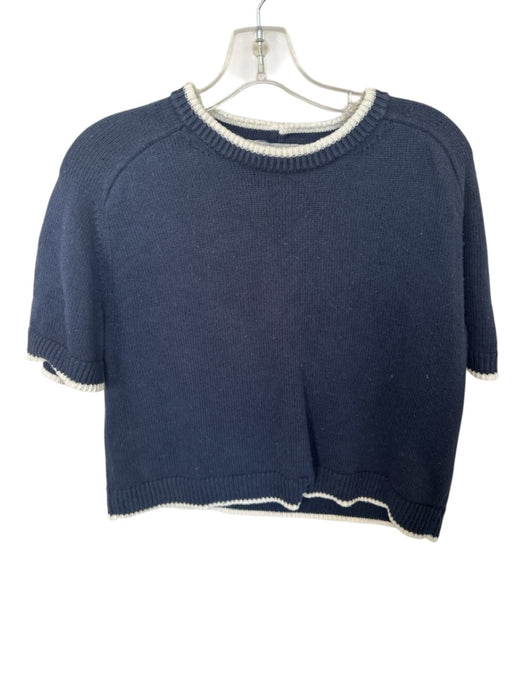 Abercrombie & Fitch Size M Navy & white Cotton Blend Stitch Detail Sweater Navy & white / M