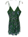 Anthropologie Size LP Green & Blue Polyester Strappy Corset V Neck Floral Dress Green & Blue / LP