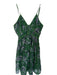 Anthropologie Size LP Green & Blue Polyester Strappy Corset V Neck Floral Dress Green & Blue / LP