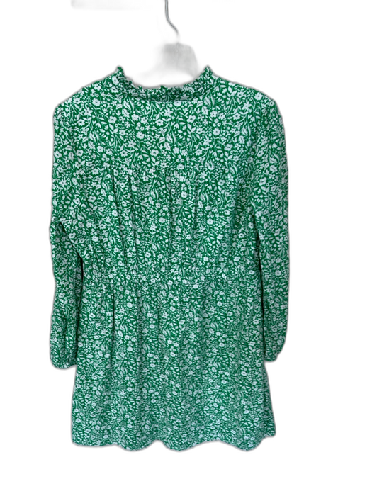 Boden Size 12 Green & White Cotton Long Sleeve Flowers Buttons Dress Green & White / 12