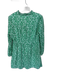 Boden Size 12 Green & White Cotton Long Sleeve Flowers Buttons Dress Green & White / 12