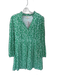 Boden Size 12 Green & White Cotton Long Sleeve Flowers Buttons Dress Green & White / 12