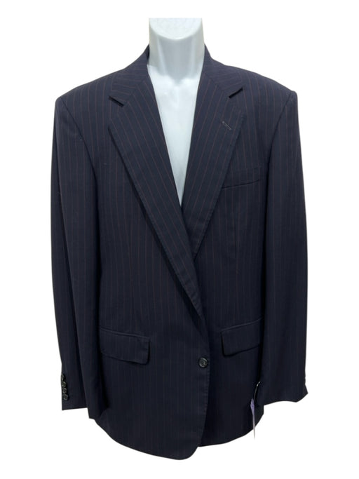 Edgar Pomeroy Navy & Red Wool Pinstripe 2 Button Men's Suit Navy & Red / Est 44