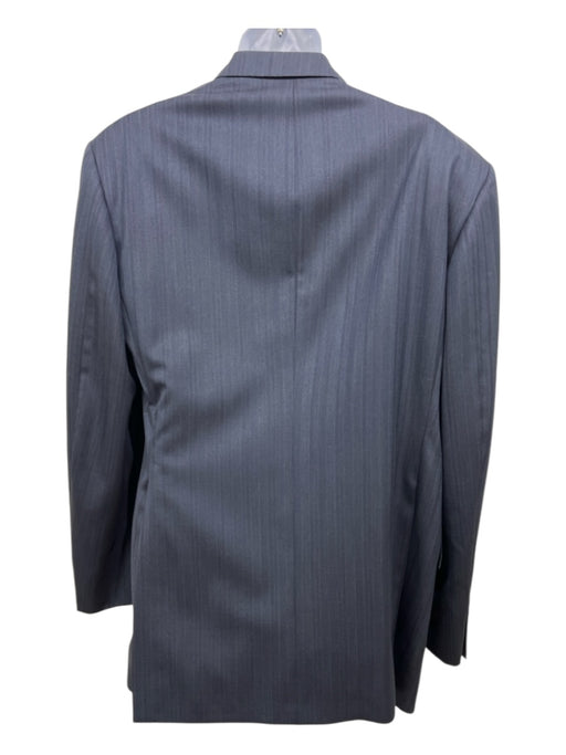 Edgar Pomeroy Blue Wool Stripe 2 Button Men's Suit Blue / Est 44