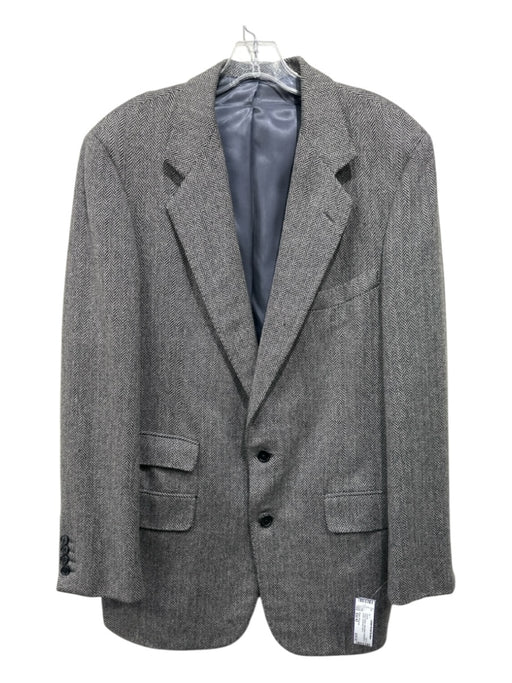 Edgar Pomeroy Gray & Black Wool Blend Herringbone 2 Button Men's Blazer Gray & Black / Est 42