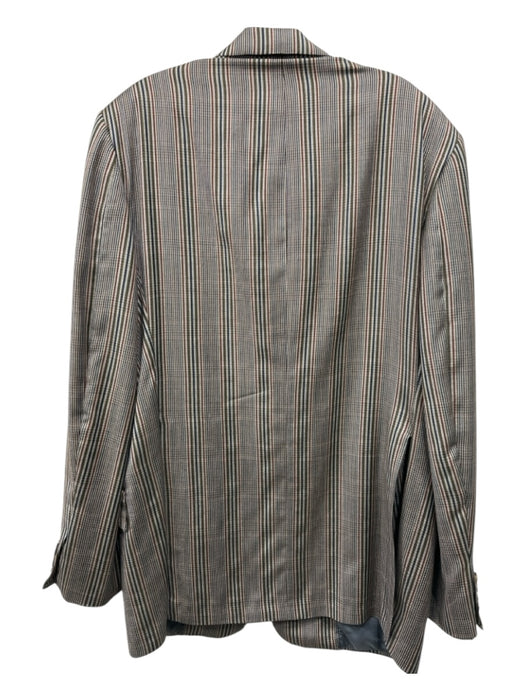 Edgar Pomeroy Tan & Multi Wool Blend Striped Ticket Pocket 2 Button Men's Blazer Tan & Multi / Est 44