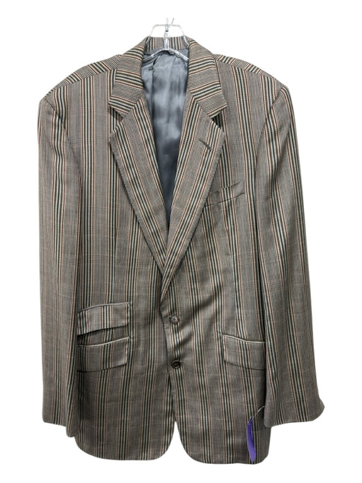 Edgar Pomeroy Tan & Multi Wool Blend Striped Ticket Pocket 2 Button Men's Blazer Tan & Multi / Est 44