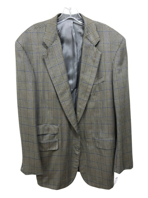 Edgar Pomeroy Tan & Gold Wool Blend Plaid 2 Button Men's Blazer Tan & Gold / Est 44
