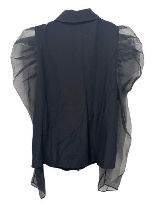 Amanda Uprichard Size Small Black Silk Chiffon Puff Long Sleeve Darted Top Black / Small