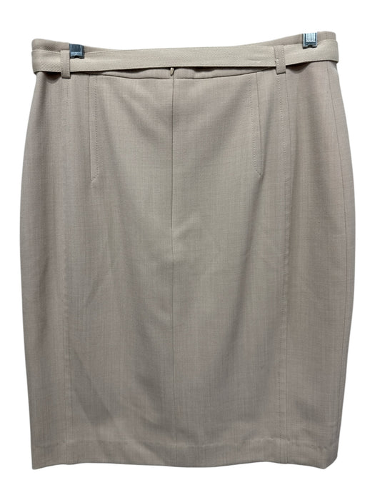 Akris Punto Size 8 Beige Twill Knee Length Belted Pencil Skirt Beige / 8
