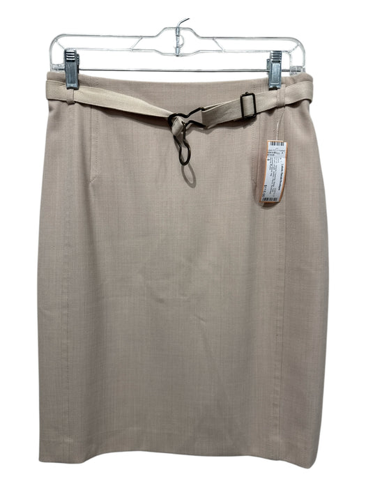 Akris Punto Size 8 Beige Twill Knee Length Belted Pencil Skirt Beige / 8