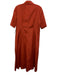 Vince Size M Rust Orange Cotton Short Sleeve Buttons Collar Midi Dress Rust Orange / M