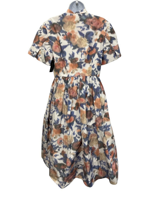 Erdem Size 8 Blue, Pink, White Cotton & Polyester Short Sleeve Buttons Dress Blue, Pink, White / 8