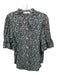 A Piece Apart Size 4 White, Green, Multi Viscose Button Up Floral Print Top White, Green, Multi / 4