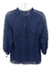 Caballero Size XS Blue Polyester Blend Eyelets Long Sleeve Ruffle Neckline Top Blue / XS