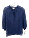 Caballero Size XS Blue Polyester Blend Eyelets Long Sleeve Ruffle Neckline Top Blue / XS