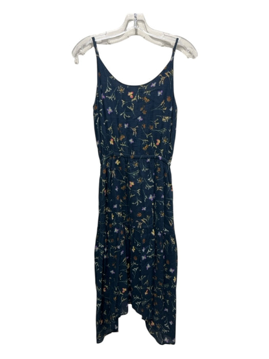 Birds of Paradis Size XS Blue, Yellow, Multi Cotton Blend floral print Dress Blue, Yellow, Multi / XS