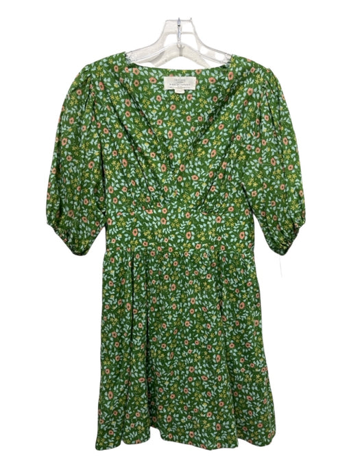 Birds of Paradis Size S Green, Blue, Multi Cotton & Rayon floral print Dress Green, Blue, Multi / S