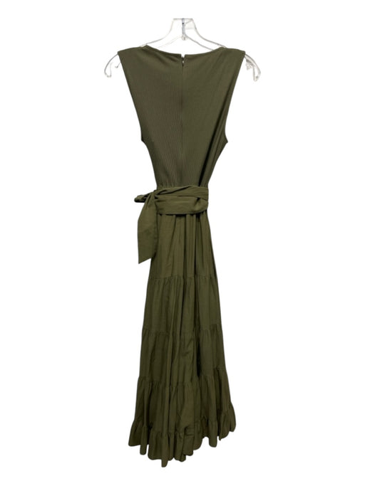 Paige Size S Green Rayon Blend Knot Detail Sleeveless Peplum Back Zip Dress Green / S