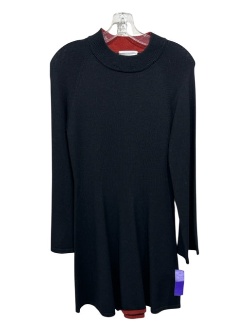 sita murt Size 36 Black & Orange Viscose & Nylon Ribbed Knit Long Sleeve Dress Black & Orange / 36