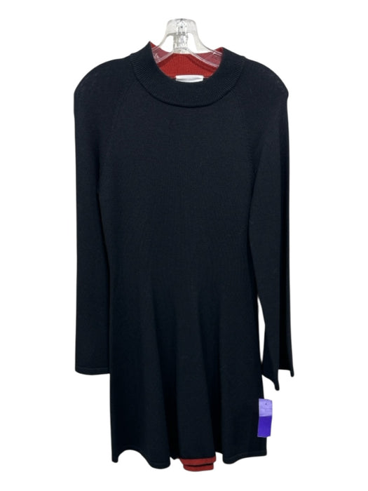 sita murt Size 36 Black & Orange Viscose & Nylon Ribbed Knit Long Sleeve Dress Black & Orange / 36