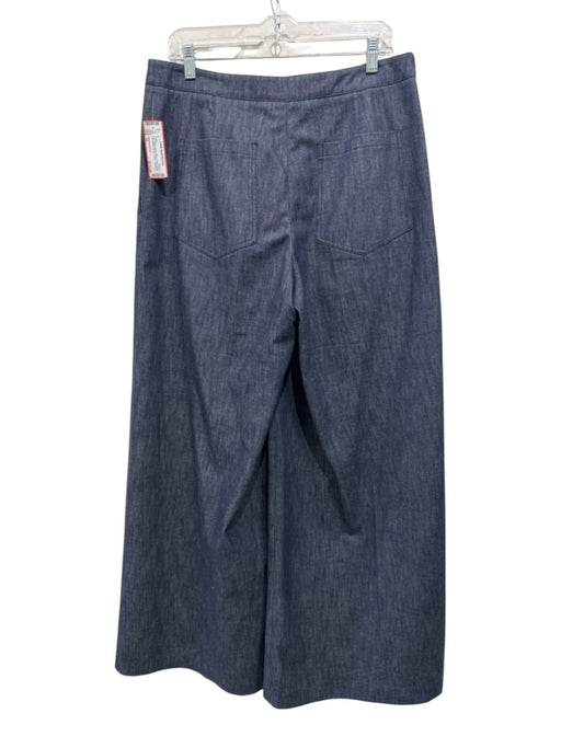 Carolina Herrera Size 10 Dark Wash Cotton Blend Denim Wide Leg Trouser Pants Dark Wash / 10