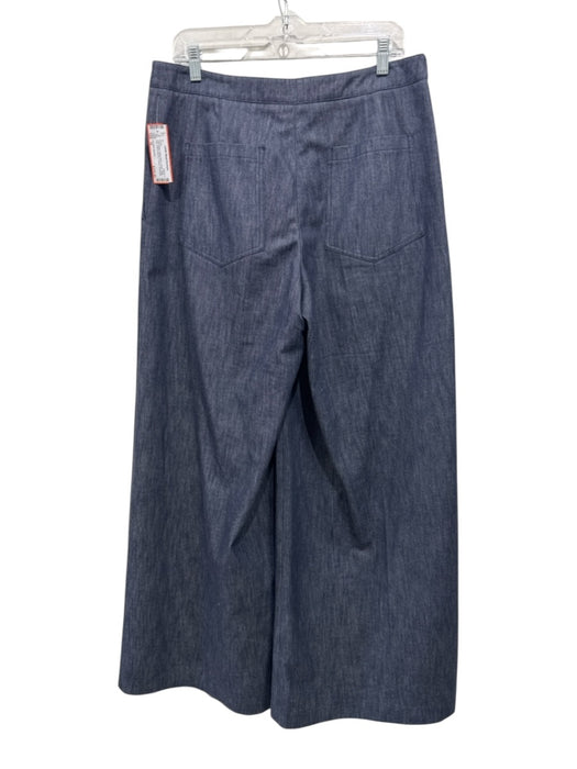 Carolina Herrera Size 10 Dark Wash Cotton Blend Denim Wide Leg Trouser Pants Dark Wash / 10