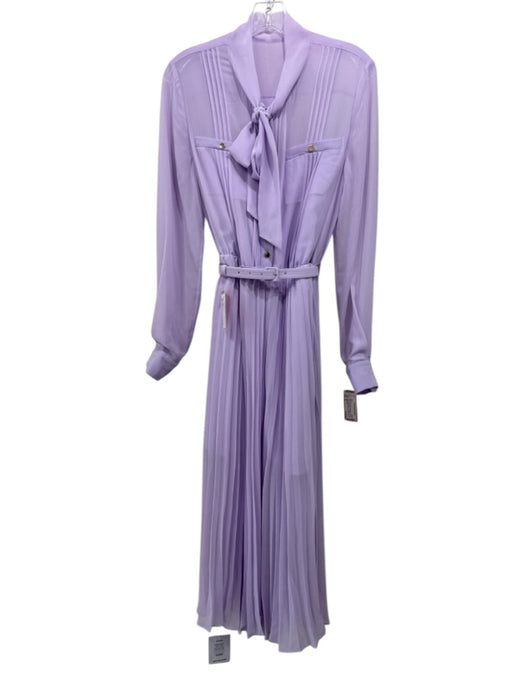 Self-Portrait Size 10 Lilac Purple Polyester Accordion Pleats Long Sleeve Dress Lilac Purple / 10