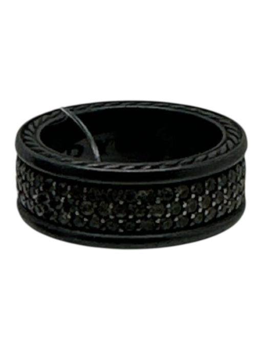 David Yurman Gunmetal & Clear 925 & Titanium Gray Sapphire 3 Row Pave Bezel Ring Gunmetal & Clear