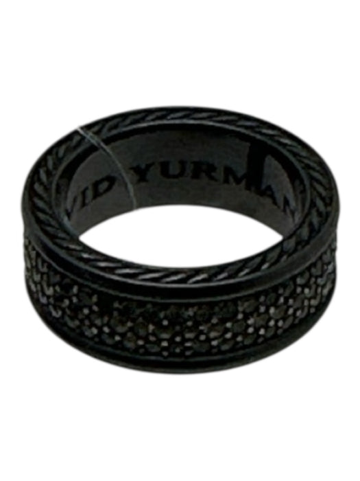 David Yurman Gunmetal & Clear 925 & Titanium Gray Sapphire 3 Row Pave Bezel Ring Gunmetal & Clear