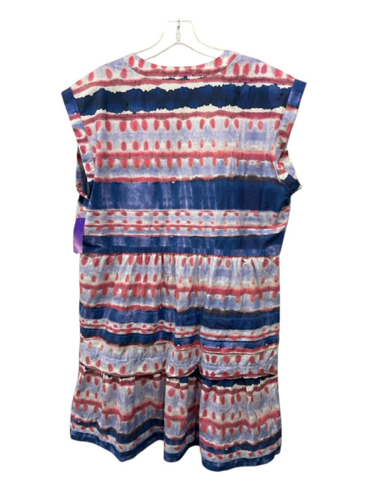 Marie Oliver Size 1 Blue, White, Pink Cotton Split V Neck Tye Dye Dress Blue, White, Pink / 1