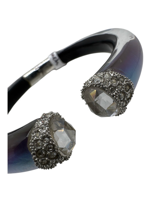 Alexis Bittar Iredescent Crystal Lucite Hinge clasp Faceted Stone Cuff Bracelet Iredescent
