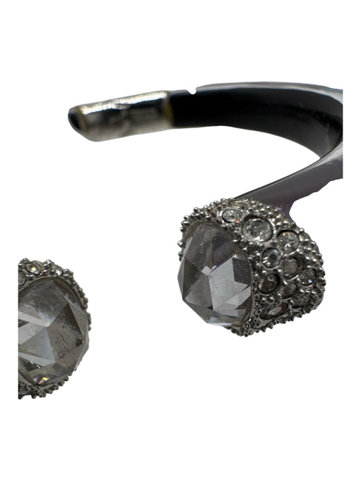 Alexis Bittar Iredescent Crystal Lucite Hinge clasp Faceted Stone Cuff Bracelet Iredescent