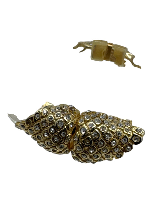 Alexis Bittar Clear & Gold Crystal Lucite Hinge clasp Pave Cluster Cuff Bracelet Clear & Gold