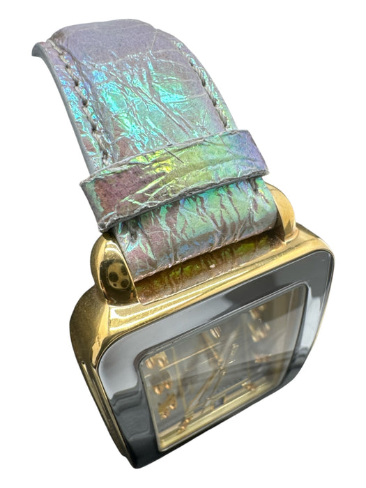 Michele Mixed Metal & Pink Stainless Steel & Leather Iridescent Topaz Watches Mixed Metal & Pink