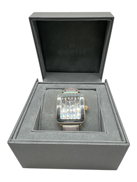 Michele Mixed Metal & Pink Stainless Steel & Leather Iridescent Topaz Watches Mixed Metal & Pink