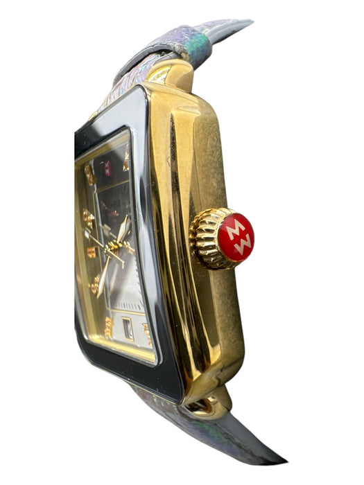 Michele Mixed Metal & Pink Stainless Steel & Leather Iridescent Topaz Watches Mixed Metal & Pink